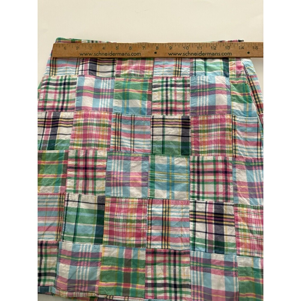 Talbots Patchwork Skirt Womens 4P Pink Blue Green Madras Plaid Preppy Beach - Picture 5 of 13